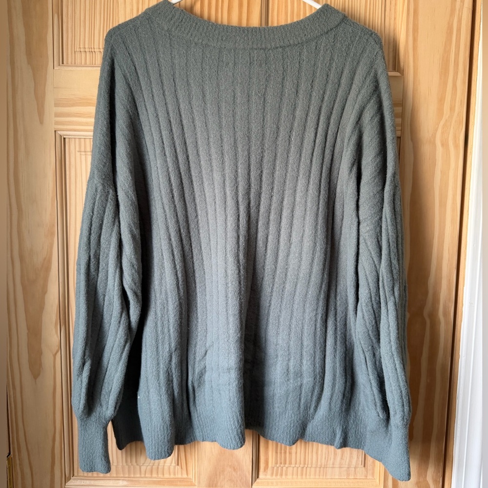 Aerie Ribbed Crew Neck Sweater in Sage Green - Picture 3 of 3